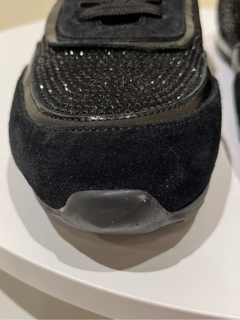 Luvishoes Bonia Black Rhinestone Crystal Suede Leather Sneakers NEW - Picture 7 of 9